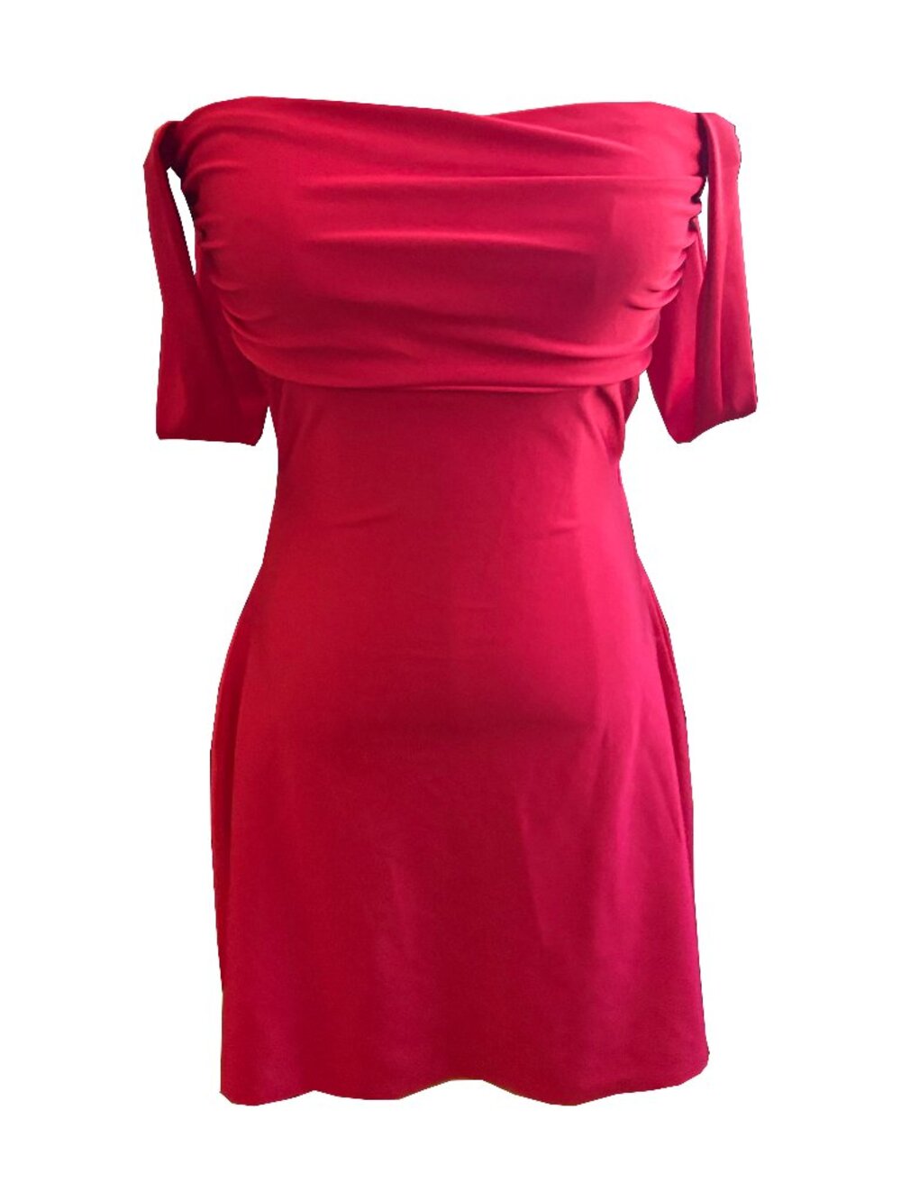 Cherry Ruched Midi Cocktail Dress